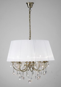 Olivia Antique Brass-White Crystal Ceiling Lights Diyas Shaded Crystal Fittings